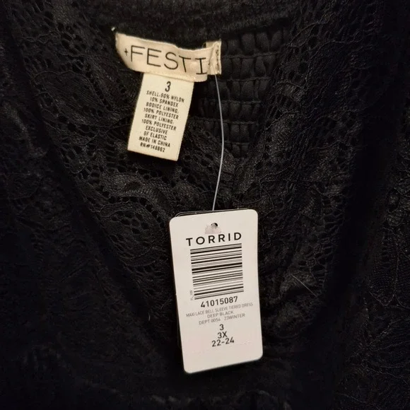 NEW Torrid Festi Festival Black Lace Tiered Maxi Dress Plus Size 3 3X - Picture 2 of 8